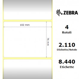 3007253-T - Etichette Zebra F.to 102x76mm Carta Termica Adesivo Permanente