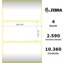 3011702 - Etichette Zebra PolyE Gloss 3100T F.to 102x51mm - Confezione da 4 Rotoli