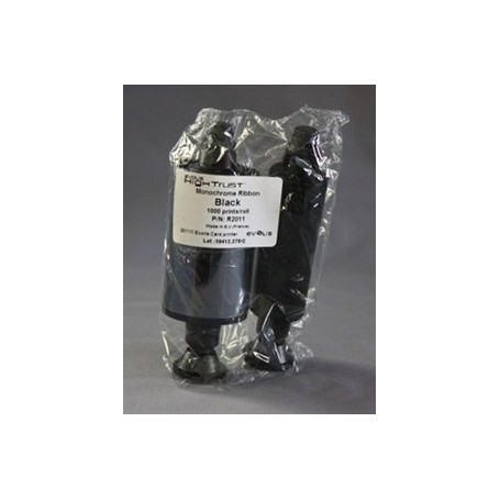 R2011 - Nastro Monocromatico Nero Stampa 1000 card a rotolo per Evolis Pebble e Dualys